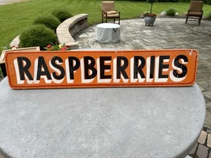 Vtg Strawberry & Raspberry Double Sided Hand Painted Wood Farm Stand House - Picture 1 of 11