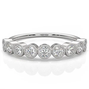 Round Lab Grown Diamond Milgrain Bezel Edge Ring 14k Gold Stacking Band 0.47ctw. - Picture 1 of 12