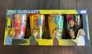 4 Beatles Pint Glass Set Glasses Radio Days Just Funky Sgt. Pepper Hard Days - Picture 1 of 5