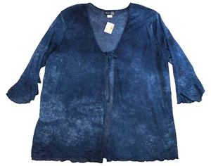 Venezia Lane Bryant Womens Cardigan Sz 18/20 Blue Tie Open Front 3/4 Sleeve NWT - Picture 1 of 12