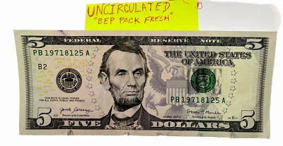 Birthday/Anniversary $5 Bill August 12 1971. Fancy Serial Number Uncirculated 🏦 - Image 1 of 4