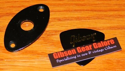 Guitar Jack Plate Black Metal Cord Output Oval Parts Custom Project Football  - Image 1 of 3