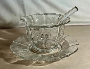 Fostoria Crystal Meadow Rose 3-teiliges Mayonnaise Set - Bild 1 von 1