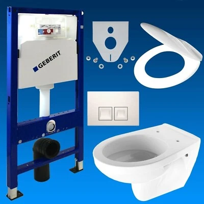 Geberit Duofix Vorwandelement + Wand Tiefspül WC + Delta 50 + WC Sitz  - WC Set - Bild 1 von 4