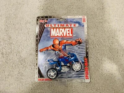 NEW Maisto Marvel Spider-Man Ultimate Motorcycle Ducati MH900E 1:18 2002 Vintage - Image 1 of 4