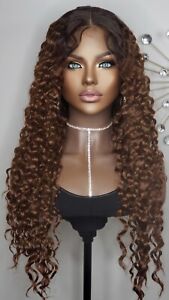 New Long Curly Brown 30 Blonde Deep Wave Lace Front Wig Brown Women Fashion Wigs