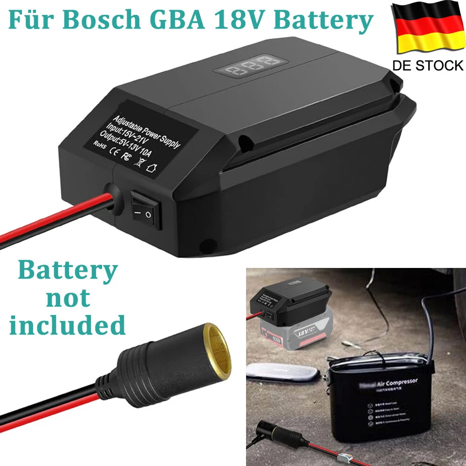 MARKENLOS DC 18V-12V Step-Down Spannungswandler Zigarettenanzünder für Bosch GBA 18V Akku