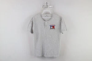 Vintage 90s Boys Large Martial Arts America Short Sleeve Henley T-Shirt Gray USA - Picture 1 of 13