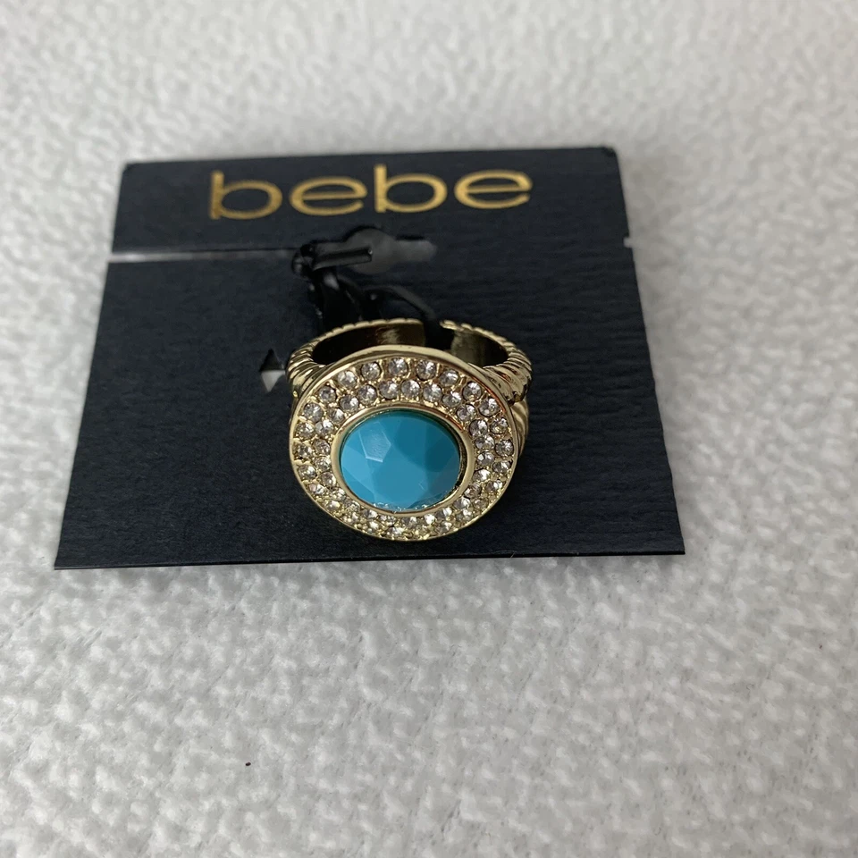 Bebe Anillo Turquesa Azul Tono Dorado Circonio Cúbico Talla 7 Moda Anillo Disfraz Foto 1 de 4