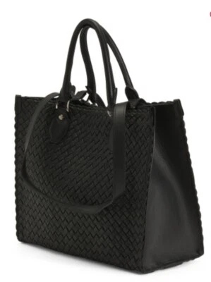 Bolso de Hombro FALOR Negro Italiano Tejido Cuero Suave 4 Correas Cartera F2754 RARO Foto 1 de 4