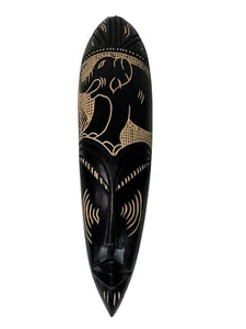 Beautiful African Hand-Carved "Elephant" Wood Mask - Picture 1 of 7
