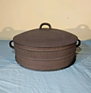 Vintage DANSK Denmark IHQ Flammstein geriffelt braun 4 Quart bedeckt Kasserolle - Bild 1 von 8
