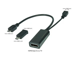 MHL Micro-USB Adapter(5pin) + MHL Adapter(5/11 pin) Samsung Galaxy S5/S4/S3/S2 - Picture 1 of 1