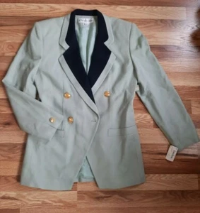 Christian Dior Light Green Vintage Womens Blazer Sz 6 Gold Button Detail 1994 - Picture 1 of 12