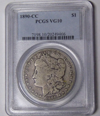 PCGS VG10 1890-CC Morgan Silver Dollar Carson City Mint Dollar #20249466 - Image 1 of 3