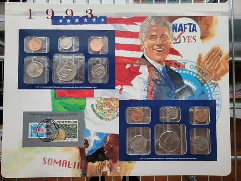 1993 US Mint Uncirculated Coin Set Stamps Original Sheet Cover