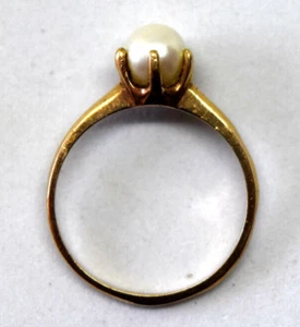 Antique 10K Yellow Gold and Pearl Ring Size 5 - Picture 1 of 4