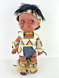 Vintage Regal Canada Native American Indian 12" Leather Clothes Articulated Doll - Picture 1 of 15