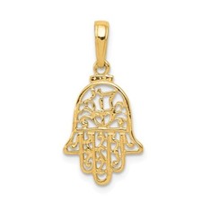 14K YELLOW GOLD HAMSA CHAMSEH FILIGREE HAND OF GOD CHARM / PENDANT  (0.7 GM)