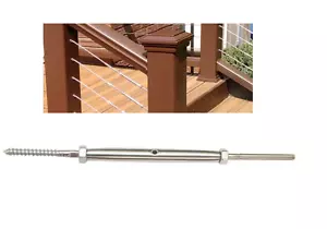 T316 Stainless Steel Tensioner for Cable Railing with Lag Screw - for 1/8" Cable - Picture 1 of 5