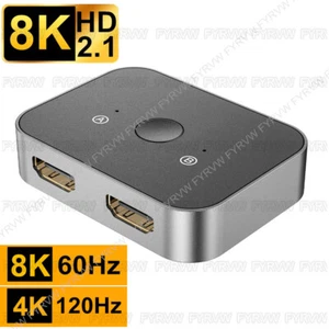 8K HDMI Switch HDMI2.1 Splitter 8K 4K@120Hz 2 in 1 Out HD Bi-Direction Switcher - Picture 1 of 14