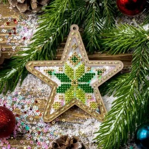 DIY Bead embroidery kit on a plastic base "Christmas star" - Picture 1 of 7
