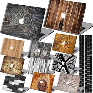 Wood Texture Laptop Rubberized Hard Case Key Cover For New Macbook Pro Air M1 M2 - Picture 1 of 25
