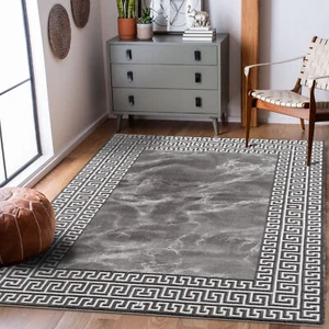 Teppich Kurzflor - Anthrazit -  Abstraktes Design - Ornamente - Optik - Vintage - Bild 1 von 12