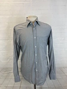 Luciano Barbera Men's Gray & Olive Green Striped Cotton Dress Shirt SIZE M $238 - Picture 1 of 9