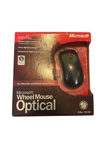 Microsoft Wheel Mouse Optical USB PS/2 3-Button Mouse Black Reliable NIB ULN3-7 - Picture 1 of 2