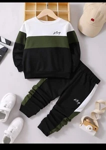 Toddler Boys Letter Graphic Colorblock Sweatshirt & Sweatpants 7 Years NWT - Picture 1 of 3