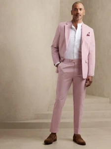 Tuta uomo rosa tacca risvolto tempo libero ballo festa sposo smoking matrimonio 2 pezzi - Foto 1 di 8