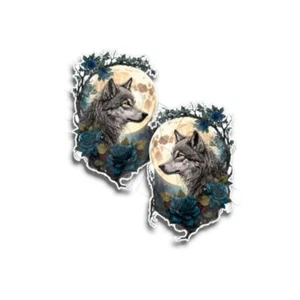 Wolf Sticker at the Moon Night Wildlife Wild Full Moon light Beast 2 PACK - Picture 1 of 3