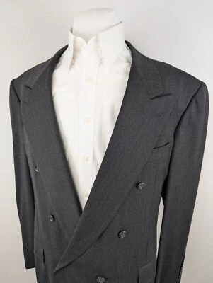 Abrigo Blazer Deportivo Vintage Hickey Freeman Para Hombre 48L Negro Doble Pecho Ventilación Foto 1 de 4