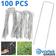 100 PCS 6' METAL U SHAPED GALAVANIZED GARDEN GROUND TURF PINS HOOKS STAPLES PEGS