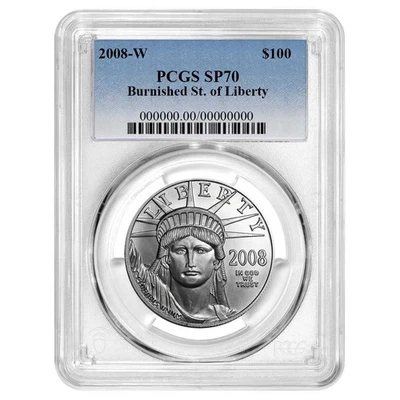 2008-W Burnished $100 American Platinum Eagle 1 oz PCGS SP70 Blue Label - Image 1 of 3
