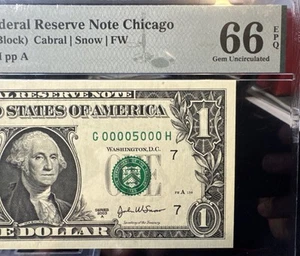 🧐 $1 2003 A~ Seven Of A Kind 00005000 Fancy Serial number Binary - PMG 66 EPQ - Picture 1 of 9