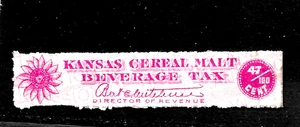 HICK GIRL-USED STATE OF KANSAS 47/100 CENT CEREAL MALT BEVERAGE TAX X4558 - Picture 1 of 2