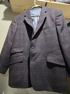 Chaqueta Blazer Kenneth Cole Granate Mezcla de Lana a Cuadros Para Hombre Talla 44 Corta Foto 1 de 4