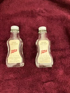 Vintage French's Food Coloring Bottles Lot of 2 Yellow and Green Food Coloring - Picture 1 of 6