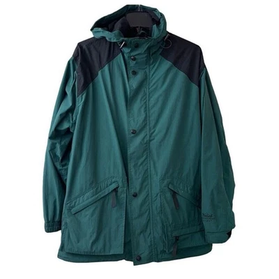 WOOLRICH Jacket Mens Medium Windbreaker Parka Spruce Green Hooded Drawstring - Image 1 of 4