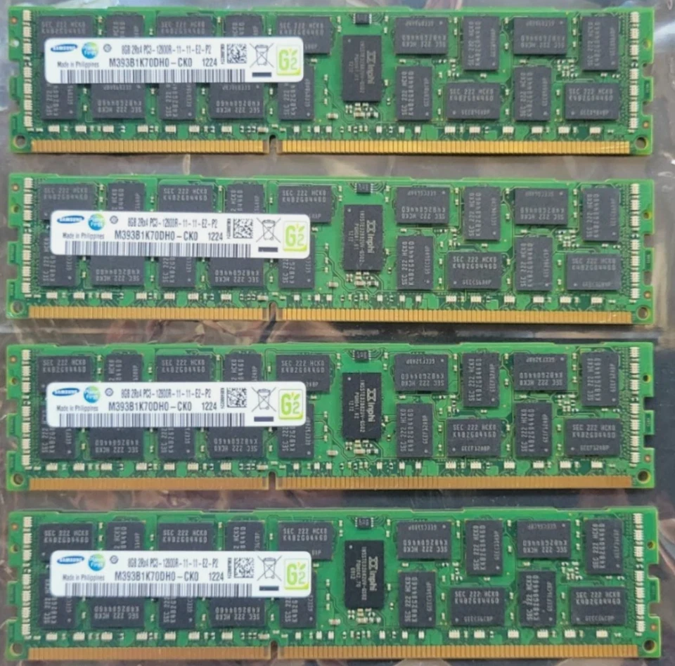 4 LOT Samsung 8GB 2RX4 PC3-12800R E2-D3 ECC REG Server Memory M393B1K70DH0-CK0 - Image 1 of 1