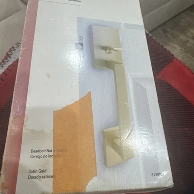 Manija de puerta delantera dorada puerta de entrada dorada satinada sin bloqueo  Foto 1 de 4