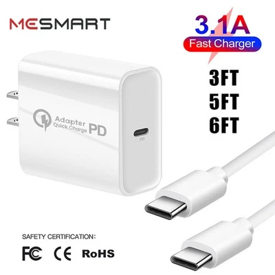For iPhone 15 Pro Max Plus Fast PD Wall Charger Type C USB-C Cable Charging Cord - Image 1 of 4