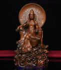 Statue de Bouddha Bodhisattva 7 pouces bouddhisme chinois bois de buis sculpté GuanYin Kwan-yin