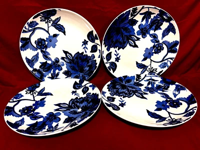 Juego de 4 platos de cena florales azules y blancos Royal Norfolk 10 1/4" Foto 1 de 2