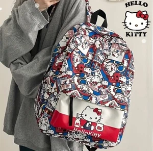 Sanrio Hello Kitty Backpack, Cartoon Anime Nylon Schoolbag, Cute Kawaii Travel K - Picture 1 of 2
