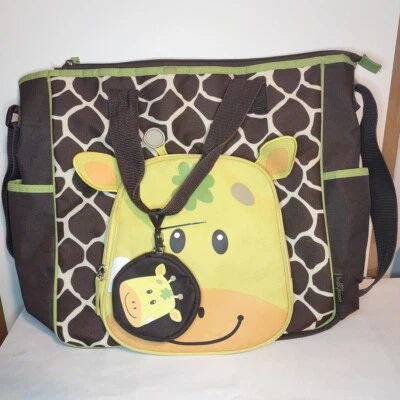 Baby Boom Giraffe Face Print Tote Diaper Bag W/ Changing Pad Pacifier Holder - Image 1 of 4