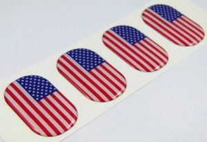 USA midi domed decals American flag 4 emblems 1.5"x1" Car bike laptop stickers - Imagen 1 de 2