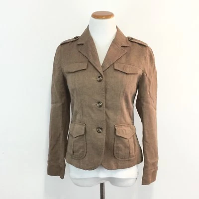 Attention Brown Military Style Lined Blazer Jacket Machine Washable Womens Sz 4 - Image 1 of 4